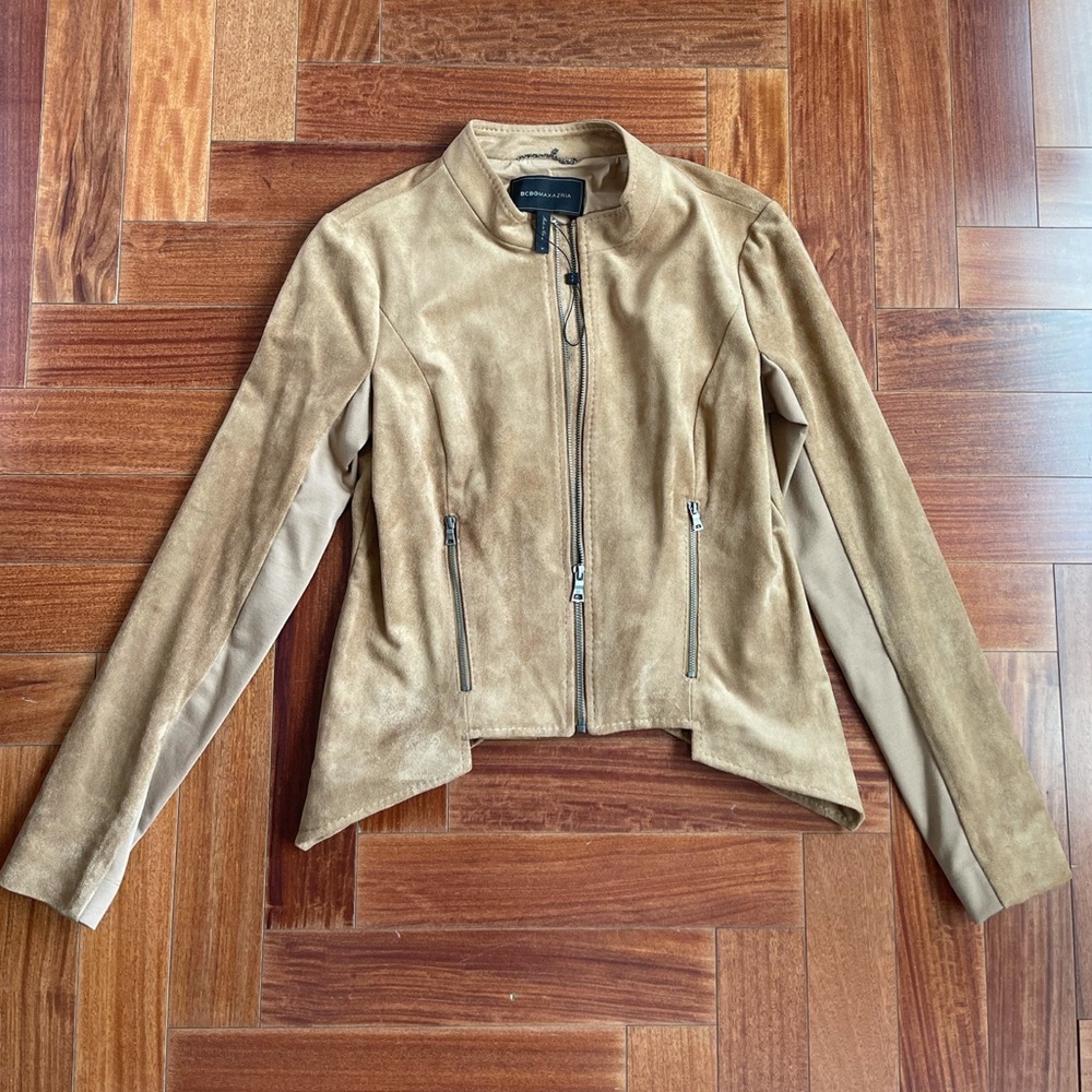 BCBG MAXAZRIA Faux Suede Jacket - M - NWT Camel